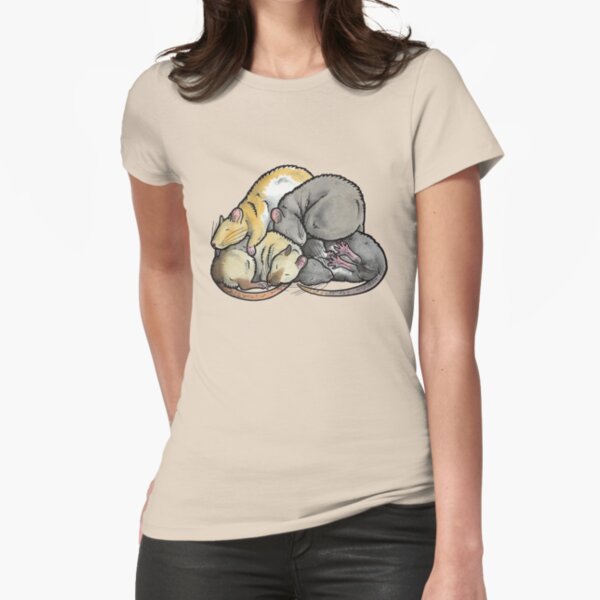 Sleeping Pile of Pet Rats Fitted T-Shirt
