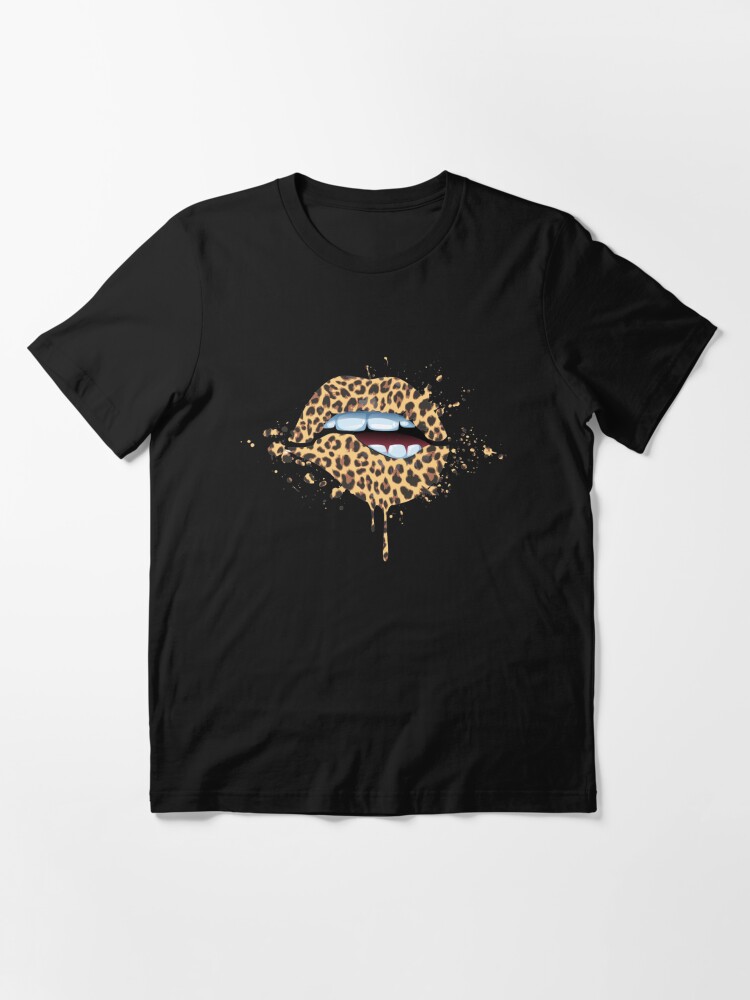 Sexy Cool Cheetah Print Lips Leopard Print Biting Lip Essential T-Shirt  for Sale by 1stAmendMerch