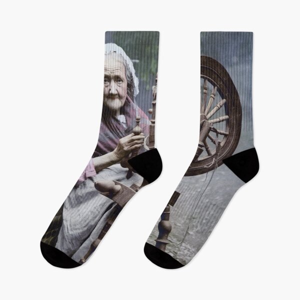Item preview, Irish woman and her spinning wheel, 1890. designed and sold by billduncan.