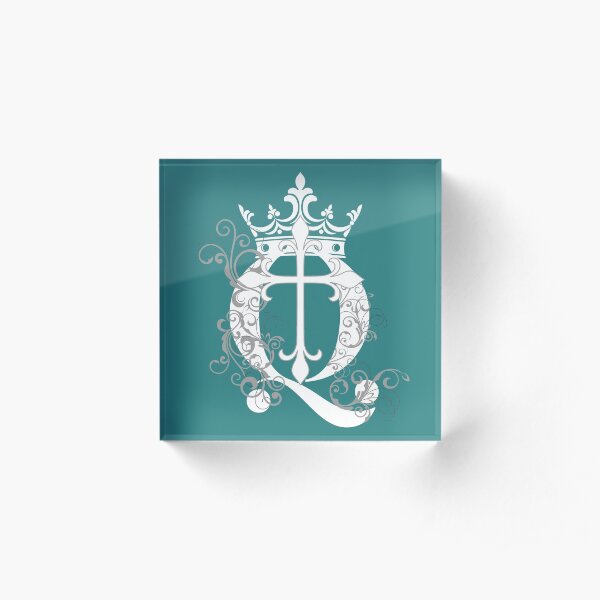 Cross Q Crown in White & Gray Acrylic Block