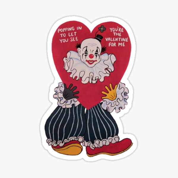 Clown Heart | Vintage Valentine | Round Stickers | Zazzle