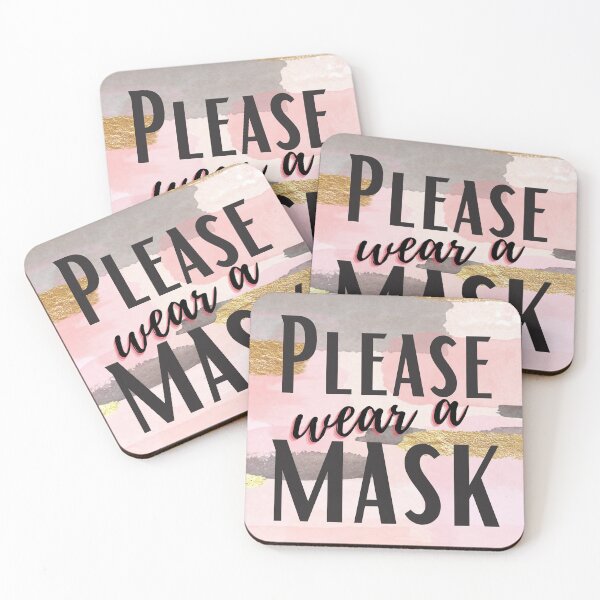 Item preview, Please Wear A Mask - Pink and Gold Paiint designed and sold by BeeBuzzed.