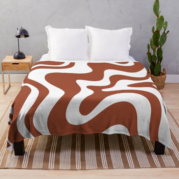 Item preview, Retro Liquid Swirl Abstract Pattern in Rust Earth and White designed and sold by kierkegaard.