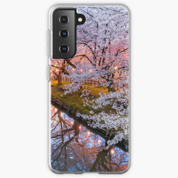 Kirschblütenfluss im japanischen Telefonkasten Samsung Galaxy Flexible Hülle