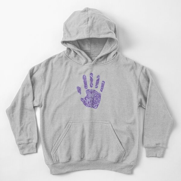 Butterfly Handprint. Purple. Kids Pullover Hoodie