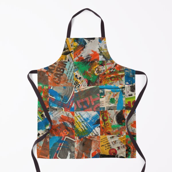 Item preview, stained newspaper pages collage designed and sold by close-up.biz.