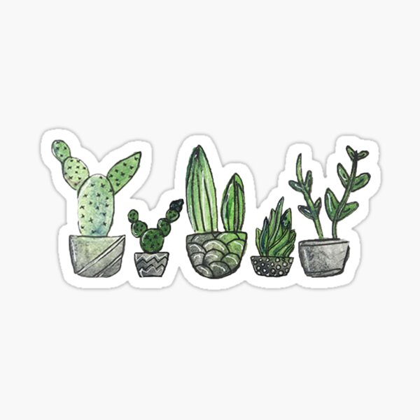 Aperçu de l'œuvre Set de cactus aquarelle créée et vendue par Emily Middleton.