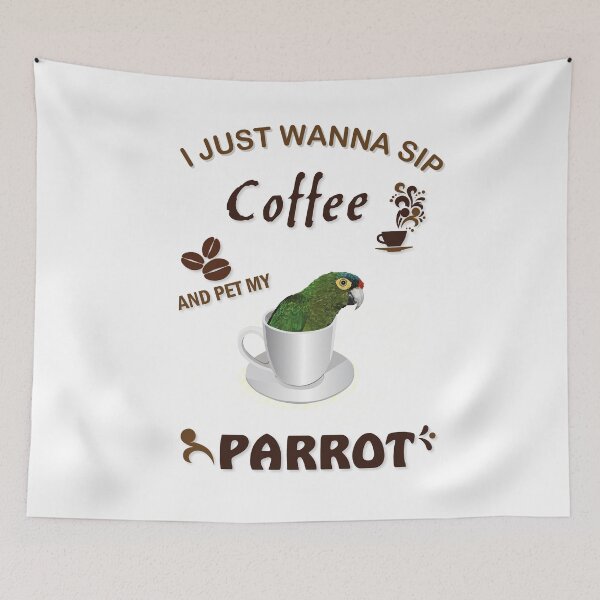 Item preview, i just wanna sip coffee and pet my parrot designed and sold by obscurite.