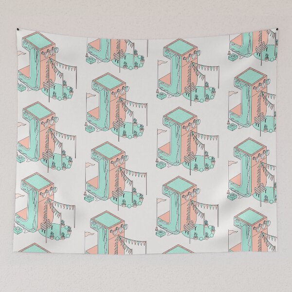 Item preview, Pastel Retro Letter J designed and sold by CynthSky.