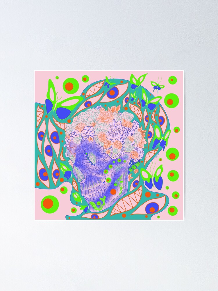 “floral catrina in homunculus butterfly wallpaper ecopop” Poster by