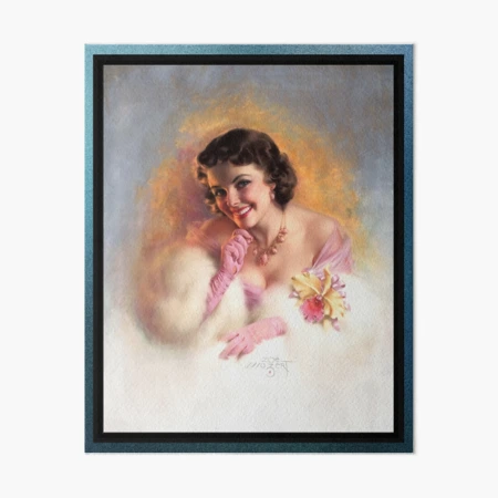 Vintage Framed WALT OTTO Ready to Serve Pin-up Girl Print 