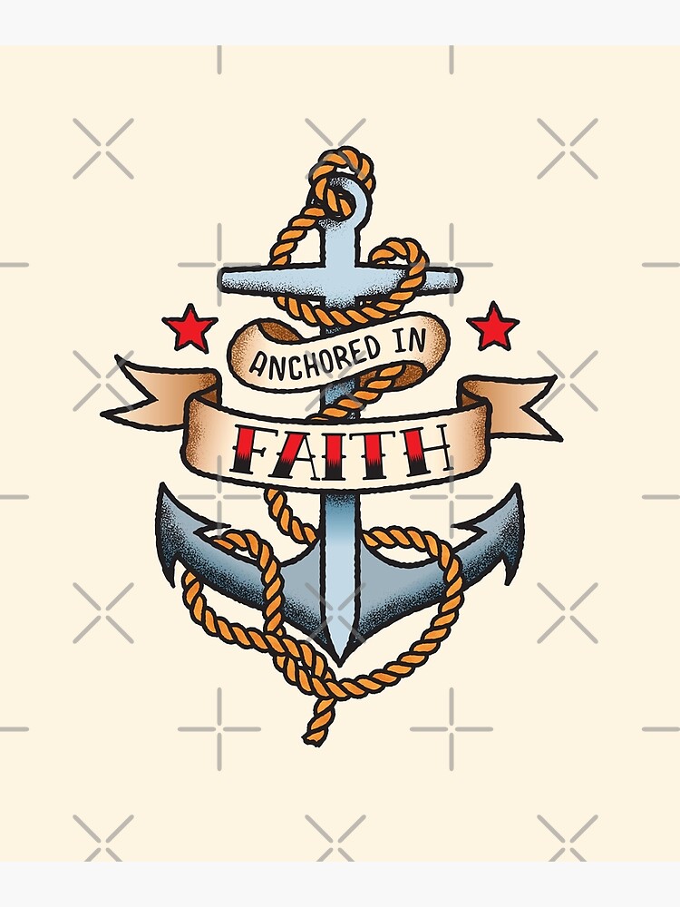 Anchored in Faith Vintage Tattoo Style Design Sticker for Sale by  JonThomson