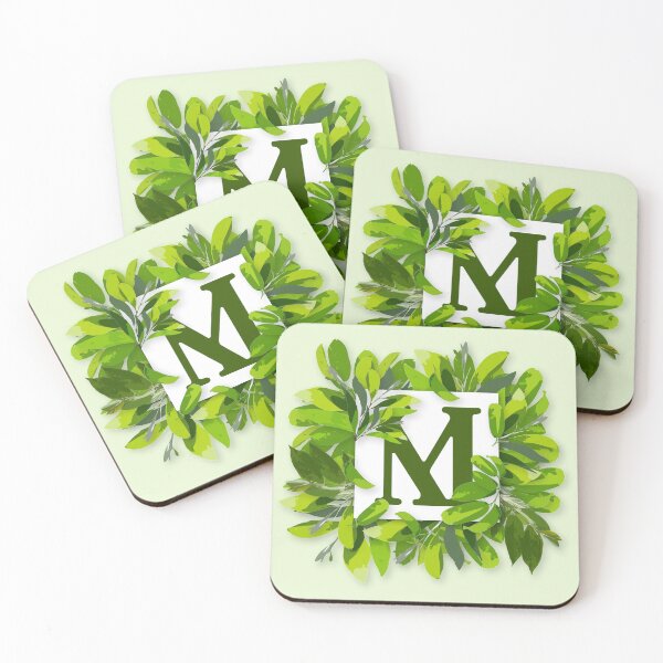 Artikelvorschau, Monogramm M Laubrahmen | Hochzeitsbriefe | Blumenbrief entworfen und verkauft von VinBasis.