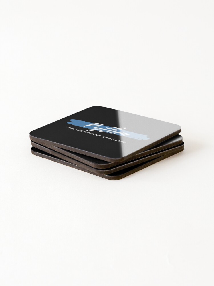 Thumbnail 4 of 5, Coasters (Set of 4), Python Programming Language Paint Smear designed and sold by codewearIO.