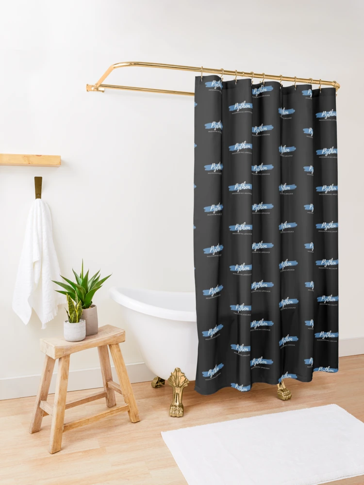 Thumbnail 3 of 5, Shower Curtain, Python Programming Language Paint Smear designed and sold by Code Wear.