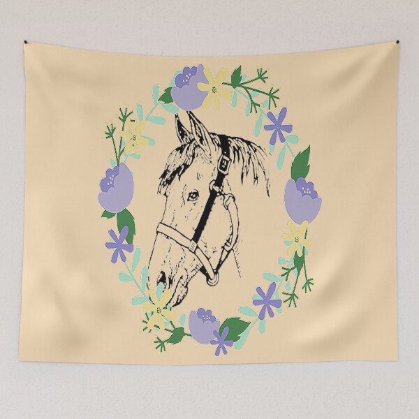Item preview, Horse calvary, Aesthetic Design, Horse and colorful flowers, for the Equestrian and Horse lover. designed and sold by Adri Barnard.