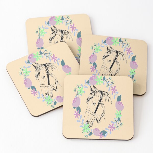 Item preview,  Horse calvary Aesthetic Design, Horse and colorful flowers, NR 2,  for the Equestrian and Horse lover. designed and sold by Adri Barnard.