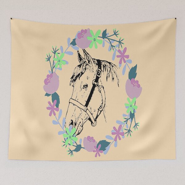 Item preview,  Horse calvary Aesthetic Design, Horse and colorful flowers, NR 2,  for the Equestrian and Horse lover. designed and sold by Adri Barnard.