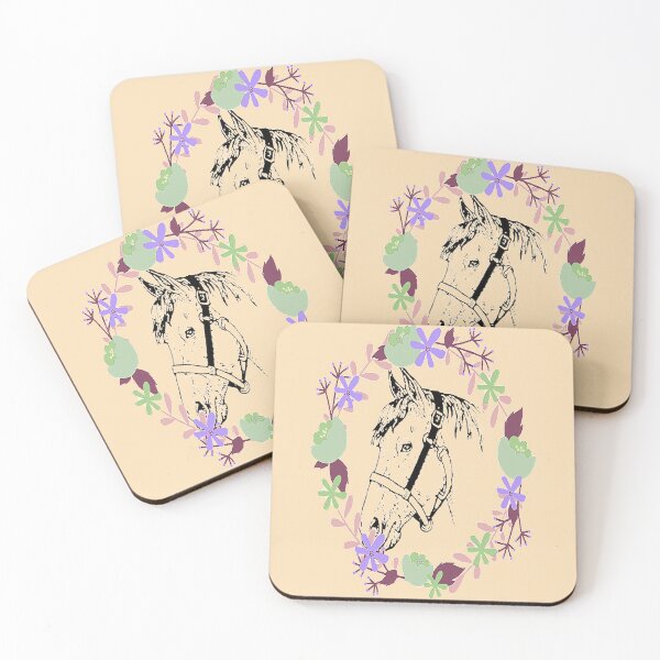 Item preview, Horse calvary Aesthetic Design, Horse and colorful flowers, NR 3,  for the Equestrian and Horse lover. designed and sold by Adri Barnard.
