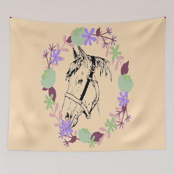 Item preview, Horse calvary Aesthetic Design, Horse and colorful flowers, NR 3,  for the Equestrian and Horse lover. designed and sold by Adri Barnard.