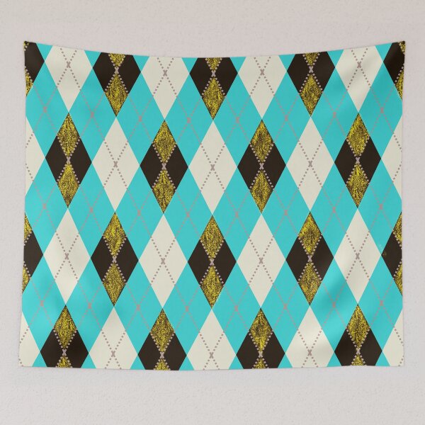 Item preview, Classic Argyle Pattern - Turquoise Blue and White Cream 01 designed and sold by vortexatelier.