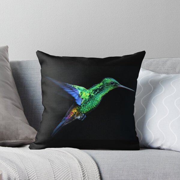 Item preview, Hummingbird blue and green colours on black background designed and sold by hoober24.