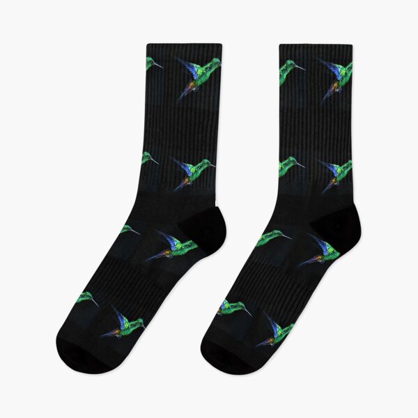 Item preview, Hummingbird blue and green colours on black background designed and sold by hoober24.