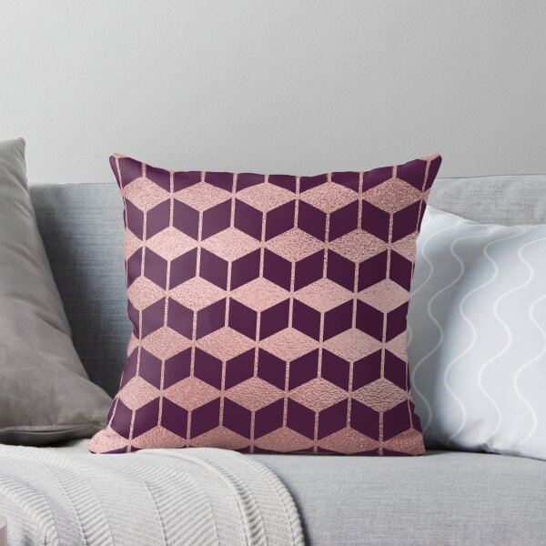 Item preview, Rose gold cube pattern on plum background designed and sold by IONcreatION.