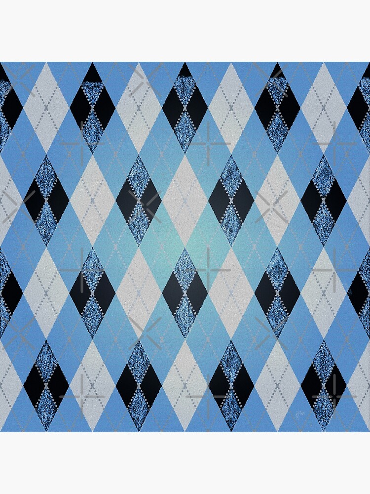 Discover Classic Argyle - Blue and White with Texture Pattern #02 Premium Matte Vertical Poster