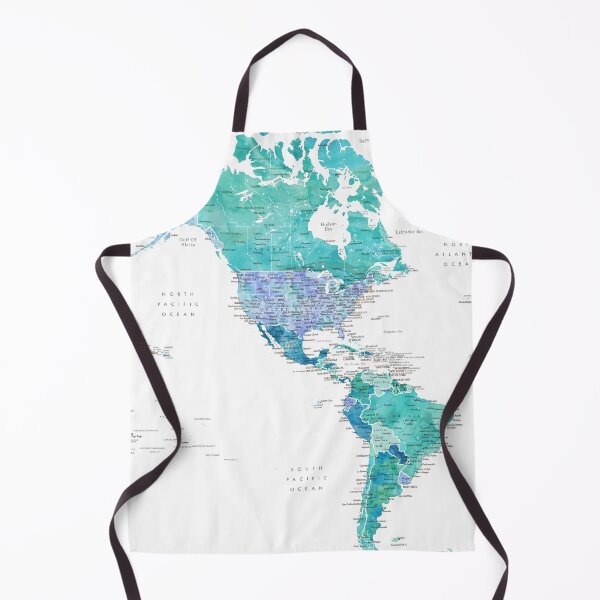 Item preview, Aquamarine and blue watercolor detailed world map, Caribbean Waters designed and sold by blursbyai.