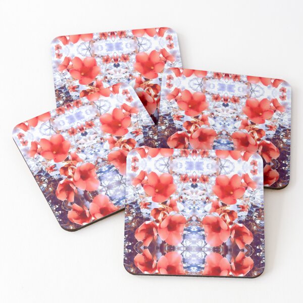 Item preview, Hollyhocks Softly Red and Blue designed and sold by SuddenlySeventy.