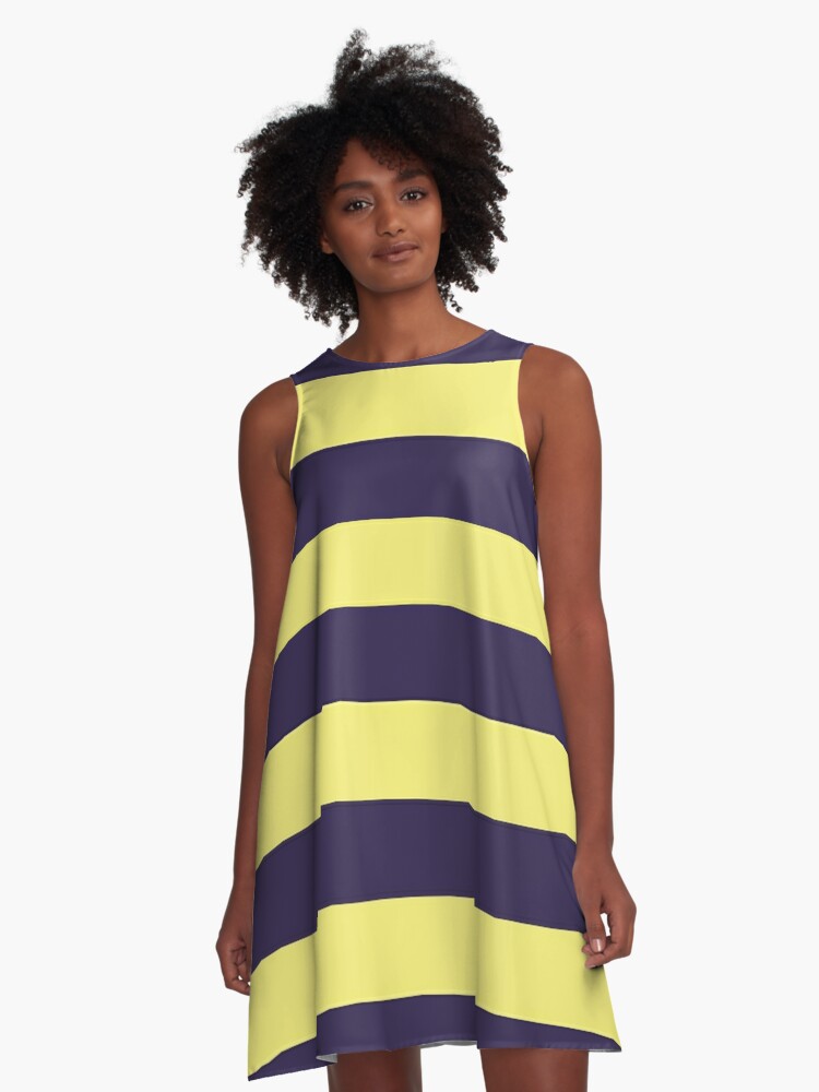 Medium NAVY BLUE and YELLOW Horizontal STRIPES\