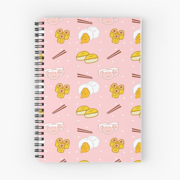 Item preview, Kawaii pink dotted seamless hong kong cafe dimsum pattern designed and sold by Marie-c-doodles.