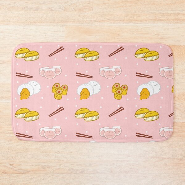 Item preview, Kawaii pink dotted seamless hong kong cafe dimsum pattern designed and sold by Marie-c-doodles.