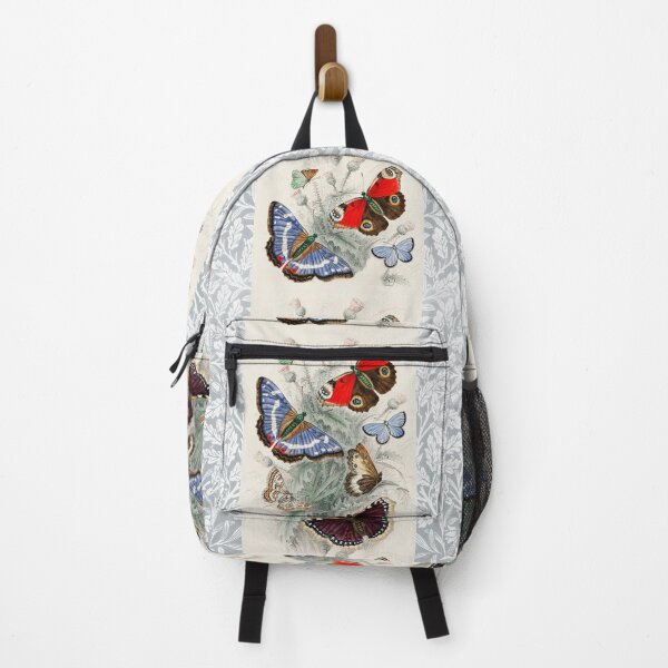 Item preview, BUTTERFLIES ,ACORNS, OAK LEAVES,FLOWERS Art Nouveau Red White Floral Pattern designed and sold by BulganLumini.