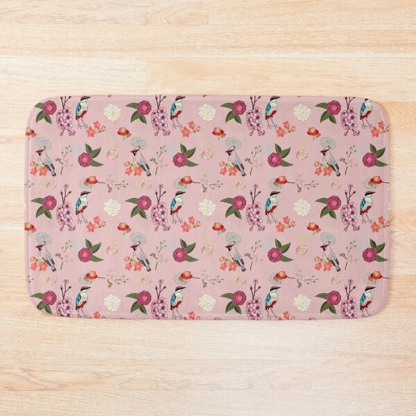 Item preview, Eastern delight, Japanese garden, waxwing, fairy pitta, cherry blossom, camelia (pink) designed and sold by Naty Design Prague.