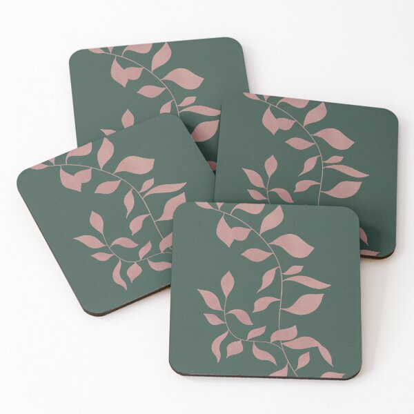 Item preview, Green and muted Pink Leaves designed and sold by Nerielart.