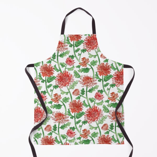 Item preview, Red Chrysanthemum Watercolor & Pen Pattern designed and sold by TigaTiga.