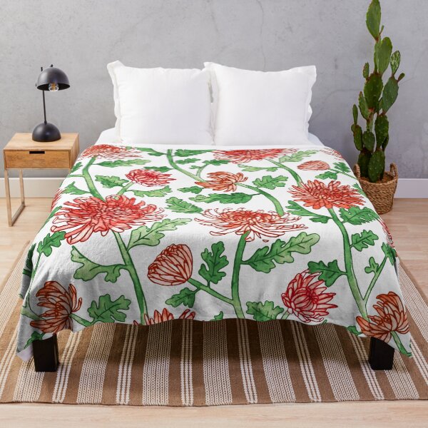 Item preview, Red Chrysanthemum Watercolor & Pen Pattern  designed and sold by TigaTiga.