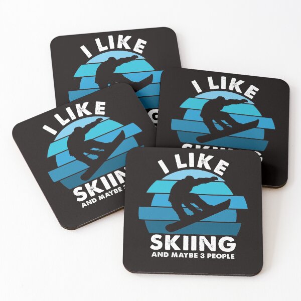 Item preview, I like skiing and maybe 3 people blue retro funny mountain ski gift designed and sold by Majesticoo.