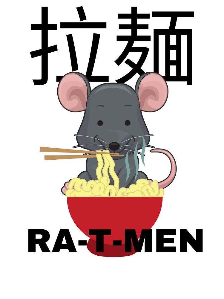 HAPPY RAT EATING RAMEN,FUNNY RAMEN RAT, CUTE RAT,