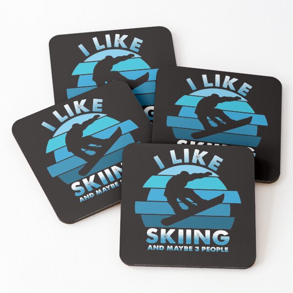 Item preview, I like skiing and maybe 3 people blue retro funny mountain ski gift designed and sold by Majesticoo.