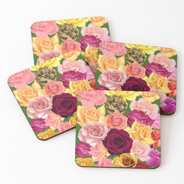 Item preview, Roses, pink, red, flowers on green design designed and sold by NymphWareroom.