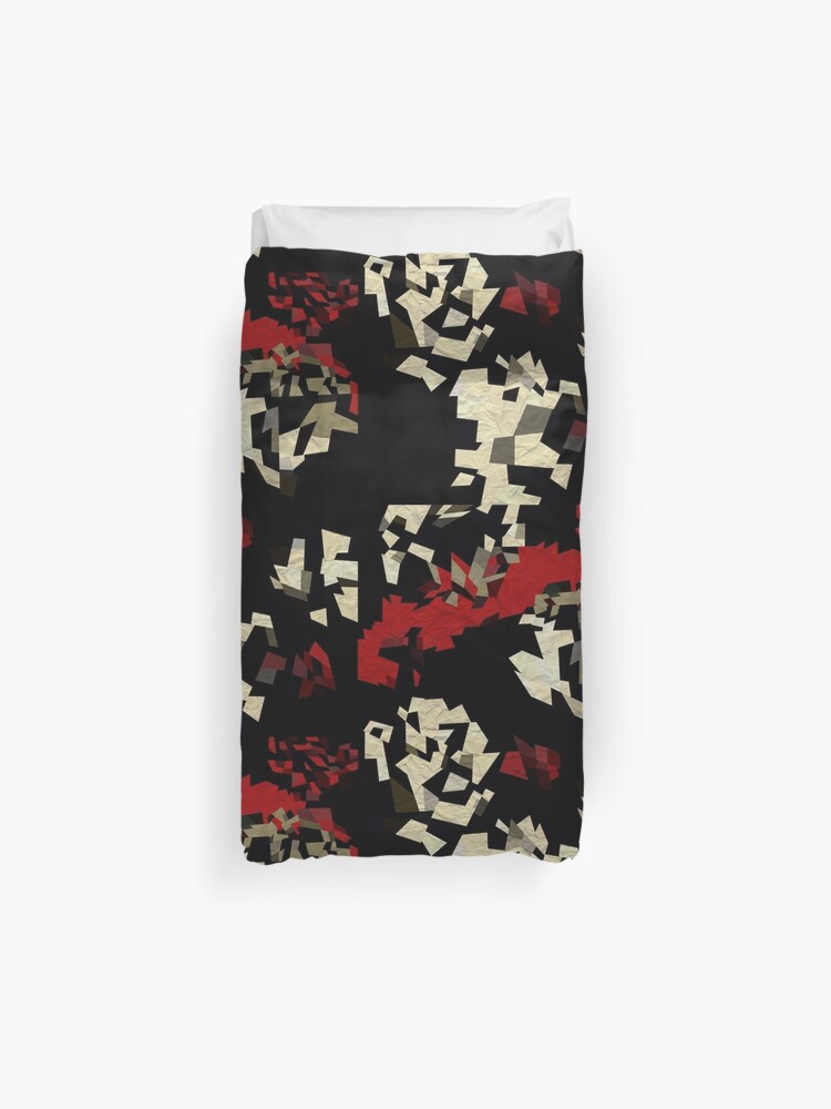 Black Red Cream Textured Abstract Duvet Cover By Ocdesigns2