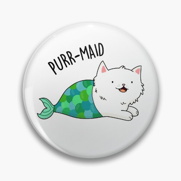 Item preview, Purr-maid Funny Kitty Cat Mermaid Puns  designed and sold by punnybone.