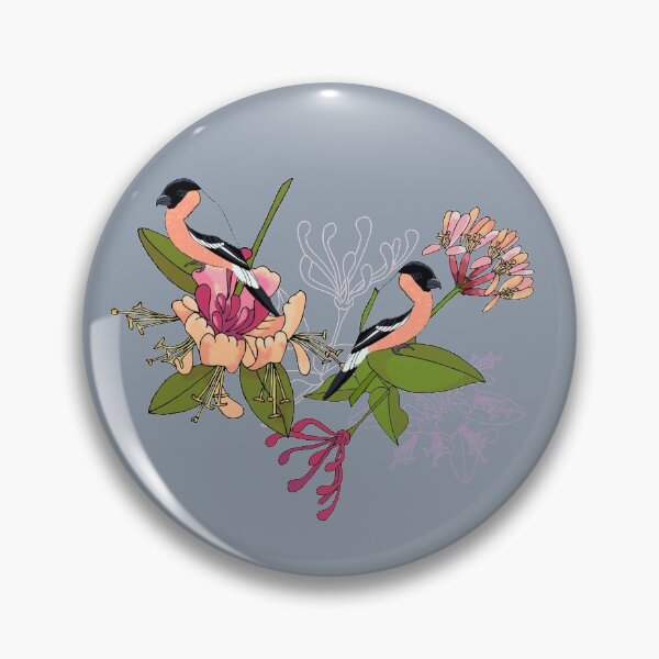 Item preview, Bullfinch honey, featuring bull finch and honeysuckle designed and sold by Naty Design Prague.