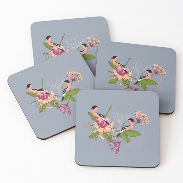 Item preview, Bullfinch honey, featuring bull finch and honeysuckle designed and sold by Naty Design Prague.