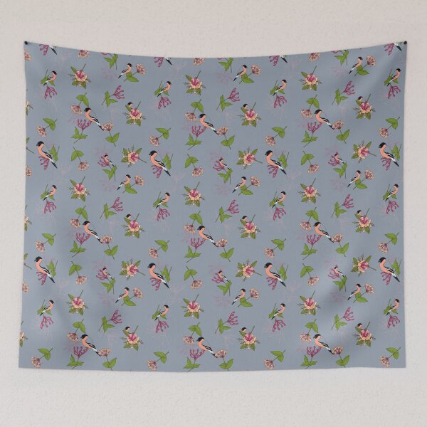 Item preview, Bullfinch honey, featuring bull finch and honeysuckle designed and sold by Naty Design Prague.