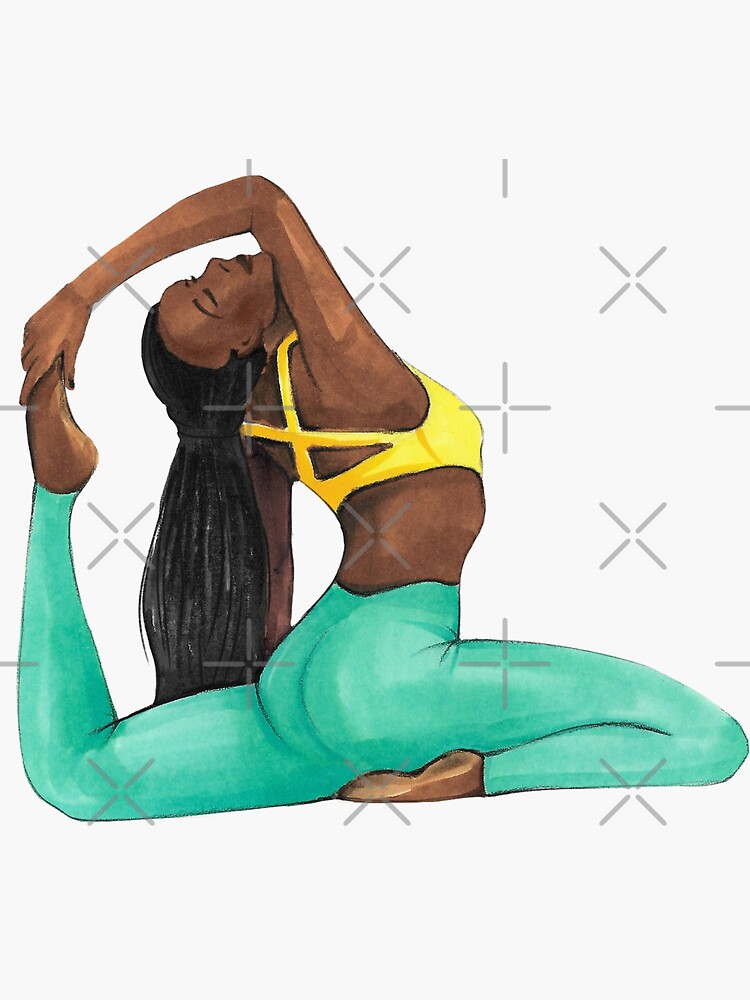 African American Yoga Girl | Pigeon Pose | Black Girl Magic | Sticker