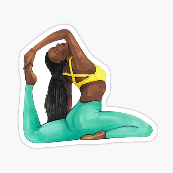 African America Yoga Sticker-Black Woman Fitness 2x2 and 4x4 Sticker-Yogabella Black Woman Yoga Sticker